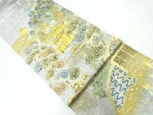 リサイクル　金彩螺鈿金閣寺模様袋帯